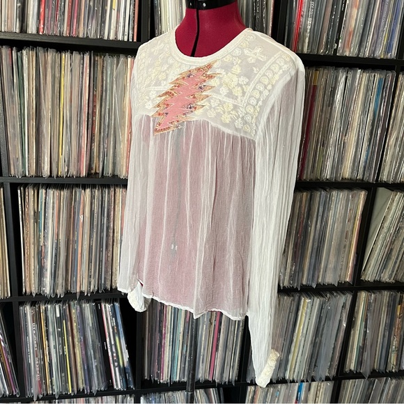 free people grateful company dead gauze sheer pink bolt ✨ sphere Vegas 🩷⚡️ 🪩 - Picture 9 of 12